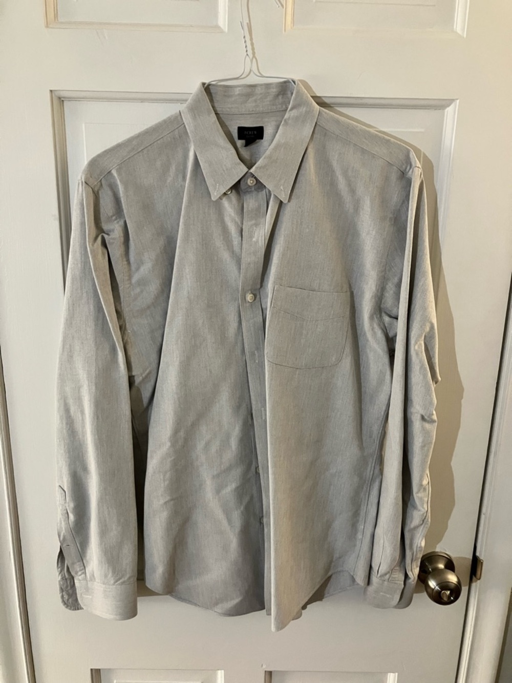 J. Crew Men's Light Gray Button-Down Oxford Shirt